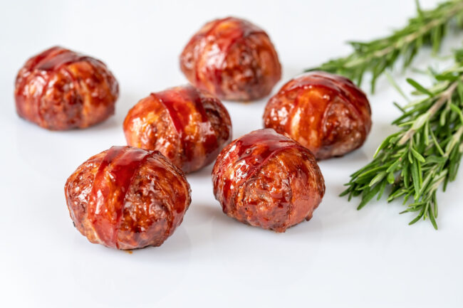 Bacon wrapped meatballs