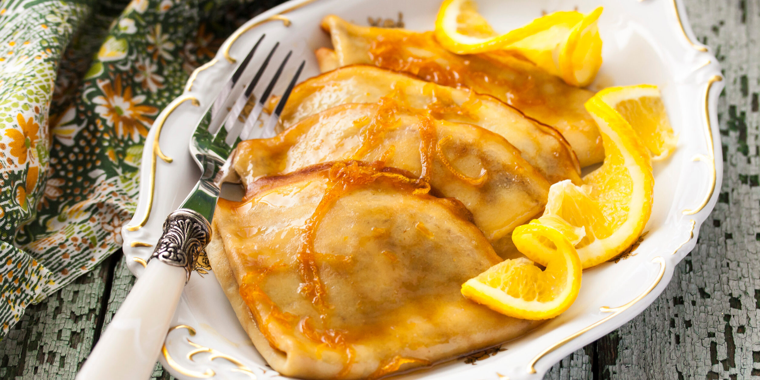 Pancake Crepe Suzette with orange sauce
