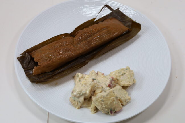Pastele with potato salad without flash 4 2022