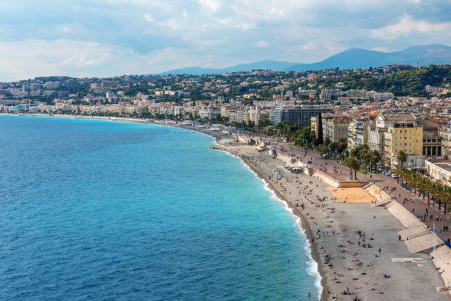 Nice, France: top view of old town andPromenade des Anglais