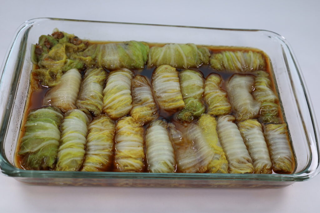 Cabbage roles just our of the oven.